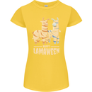 Happy Lamaween Funny Lama Halloween Womens Petite Cut T-Shirt Yellow