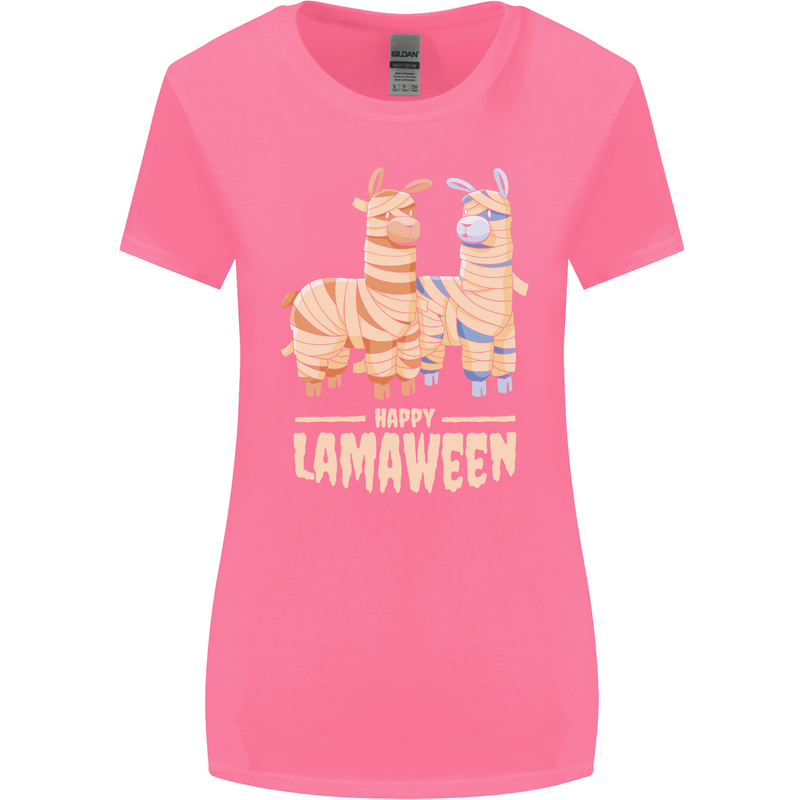 Happy Lamaween Funny Lama Halloween Womens Wider Cut T-Shirt Azalea