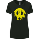 Happy Moon Smiling Acid Face 90's Womens Wider Cut T-Shirt Black