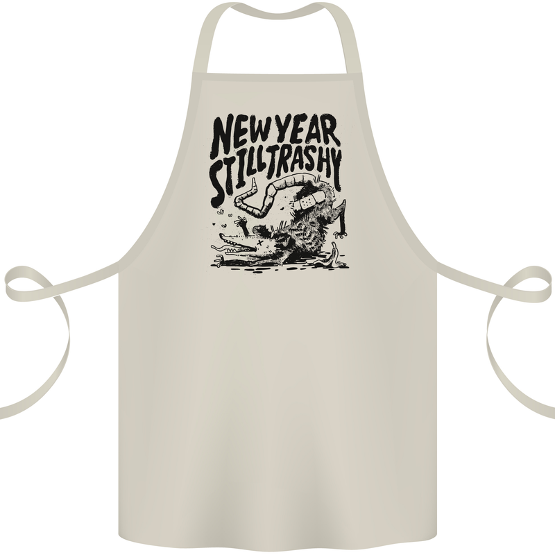 Happy New Year Still Trashy Possum Cotton Apron 100% Organic Natural