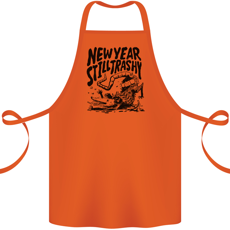 Happy New Year Still Trashy Possum Cotton Apron 100% Organic Orange