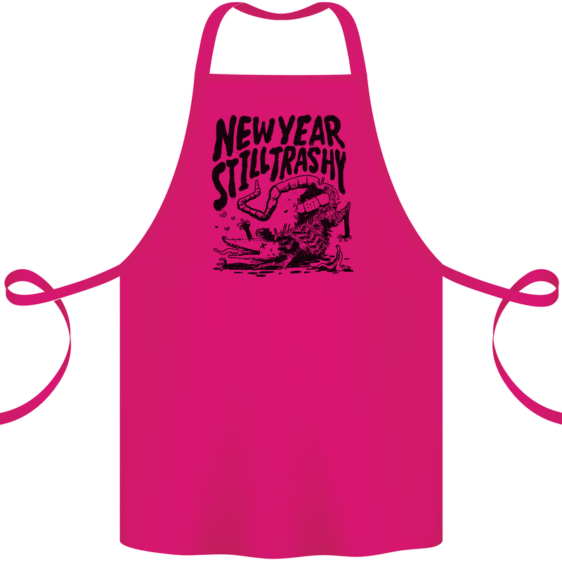 Happy New Year Still Trashy Possum Cotton Apron 100% Organic Pink