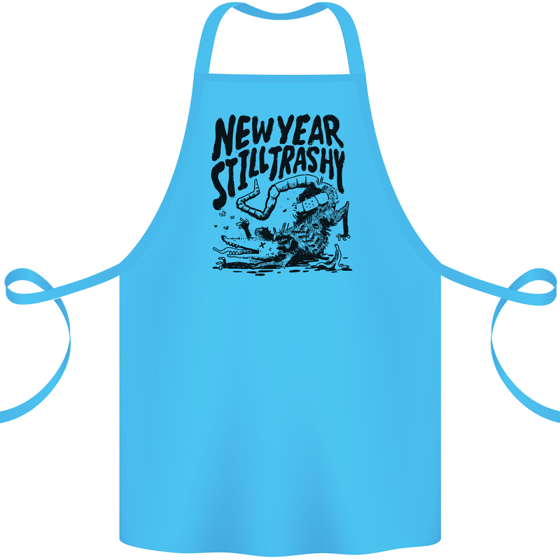Happy New Year Still Trashy Possum Cotton Apron 100% Organic Turquoise