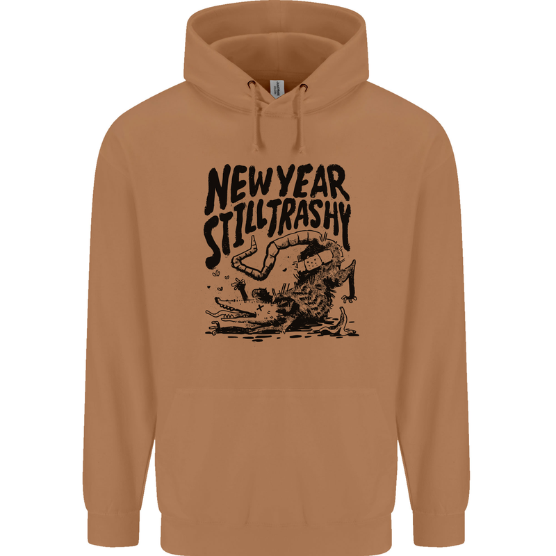 Happy New Year Still Trashy Possum Mens 80% Cotton Hoodie Caramel Latte