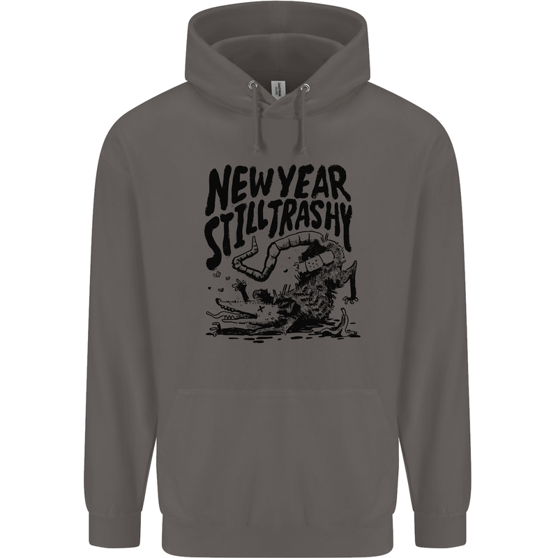 Happy New Year Still Trashy Possum Mens 80% Cotton Hoodie Charcoal