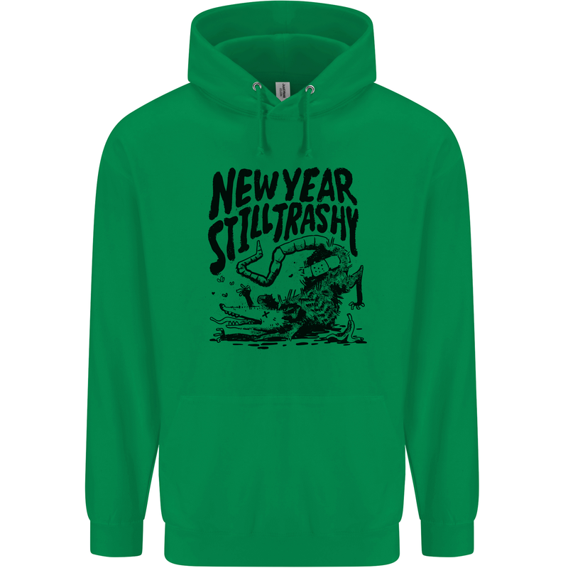 Happy New Year Still Trashy Possum Mens 80% Cotton Hoodie Irish Green
