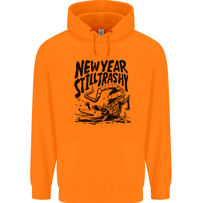 Happy New Year Still Trashy Possum Mens 80% Cotton Hoodie Orange
