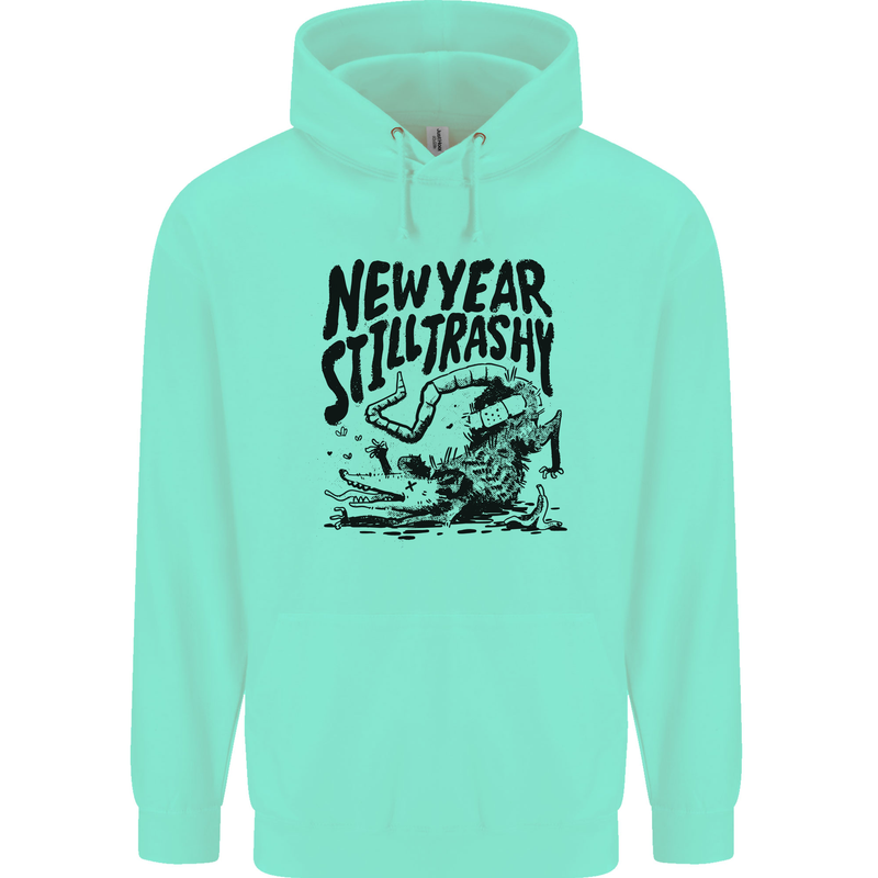 Happy New Year Still Trashy Possum Mens 80% Cotton Hoodie Peppermint