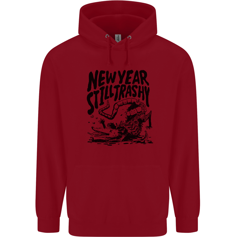 Happy New Year Still Trashy Possum Mens 80% Cotton Hoodie Red