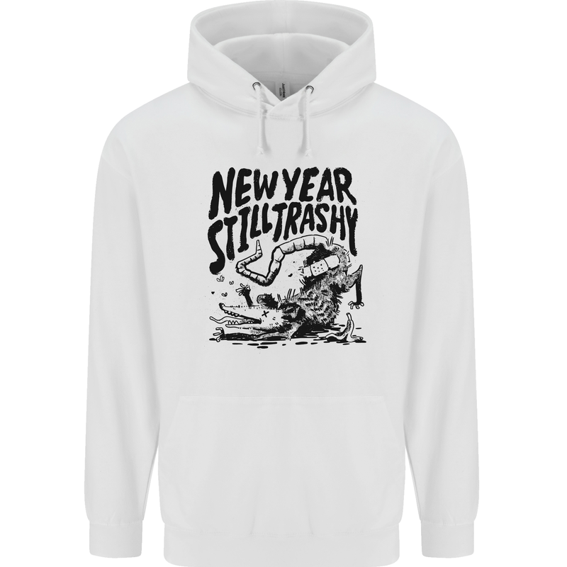 Happy New Year Still Trashy Possum Mens 80% Cotton Hoodie White