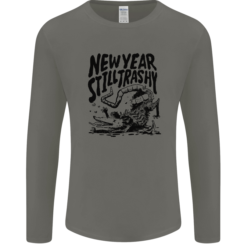 Happy New Year Still Trashy Possum Mens Long Sleeve T-Shirt Charcoal