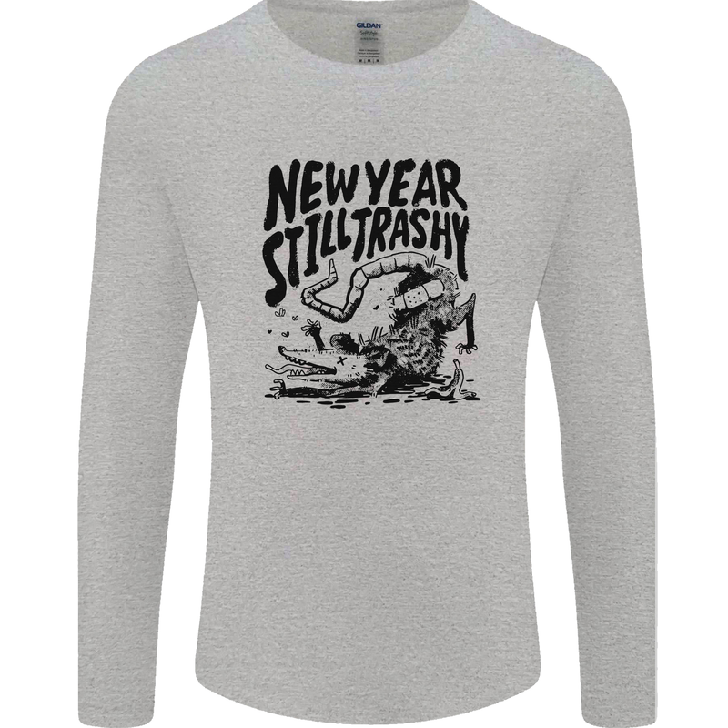 Happy New Year Still Trashy Possum Mens Long Sleeve T-Shirt Sports Grey