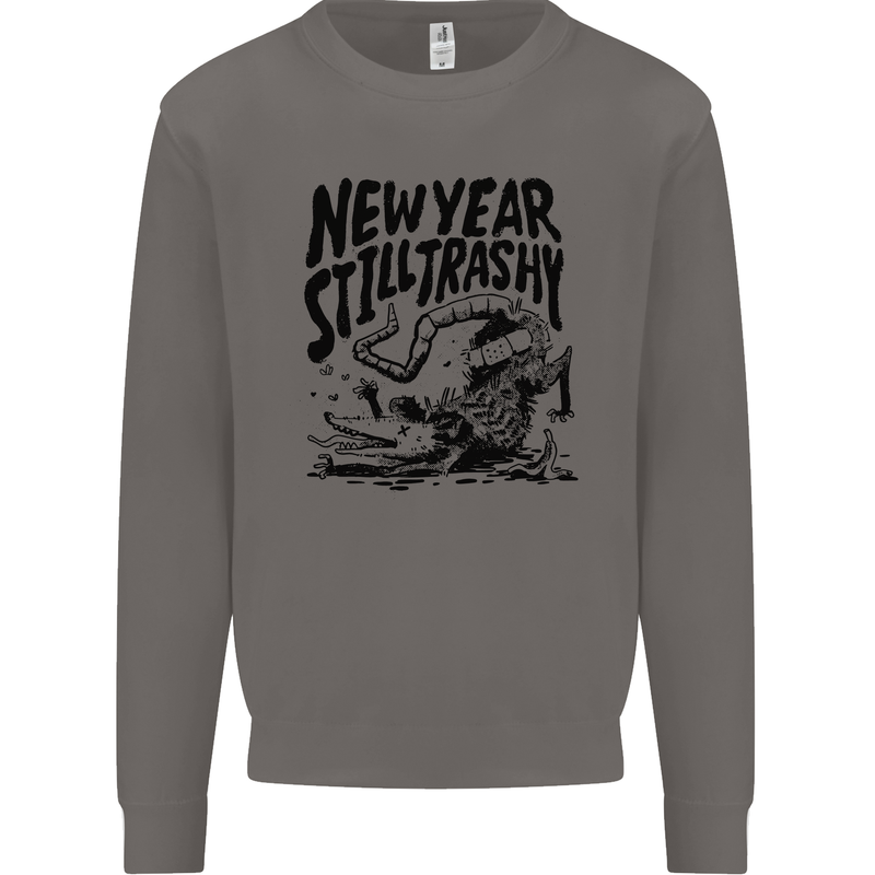 Happy New Year Still Trashy Possum Mens Sweatshirt Jumper Charcoal