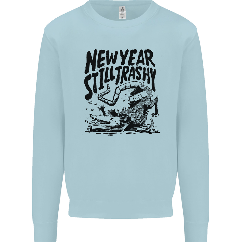 Happy New Year Still Trashy Possum Mens Sweatshirt Jumper Light Blue