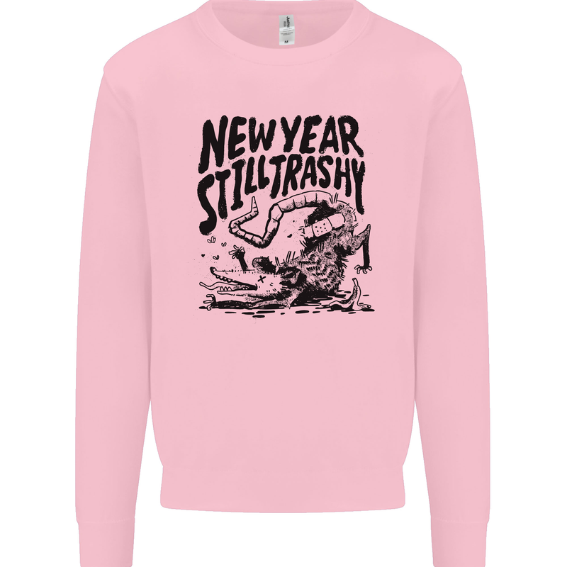 Happy New Year Still Trashy Possum Mens Sweatshirt Jumper Light Pink