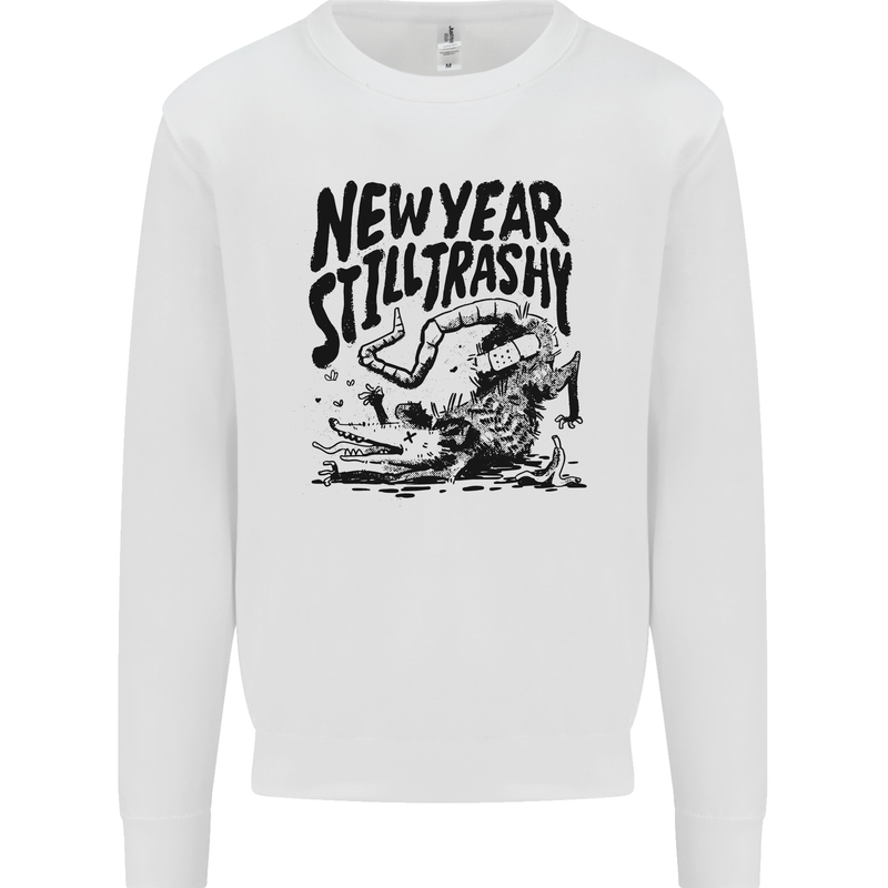 Happy New Year Still Trashy Possum Mens Sweatshirt Jumper White