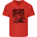 Happy New Year Still Trashy Possum Mens V-Neck Cotton T-Shirt Red