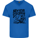 Happy New Year Still Trashy Possum Mens V-Neck Cotton T-Shirt Royal Blue