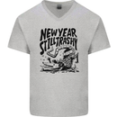 Happy New Year Still Trashy Possum Mens V-Neck Cotton T-Shirt Sports Grey