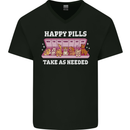 Happy Pills Antidepressants Dogs Mens V-Neck Cotton T-Shirt Black