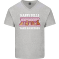 Happy Pills Antidepressants Dogs Mens V-Neck Cotton T-Shirt Sports Grey
