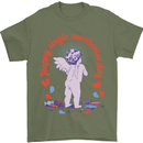 Happy Single Awareness Day Mens T-Shirt 100% Cotton Military Green