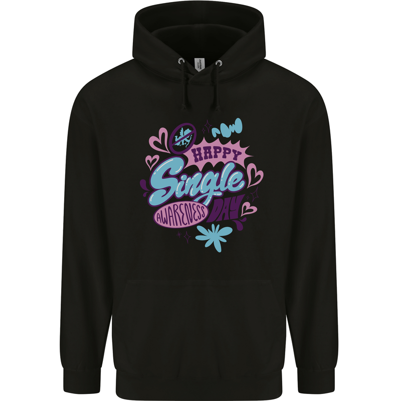 Happy Single Day Anti Valentines Romance Childrens Kids Hoodie Black