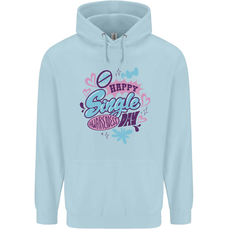 Happy Single Day Anti Valentines Romance Childrens Kids Hoodie Light Blue
