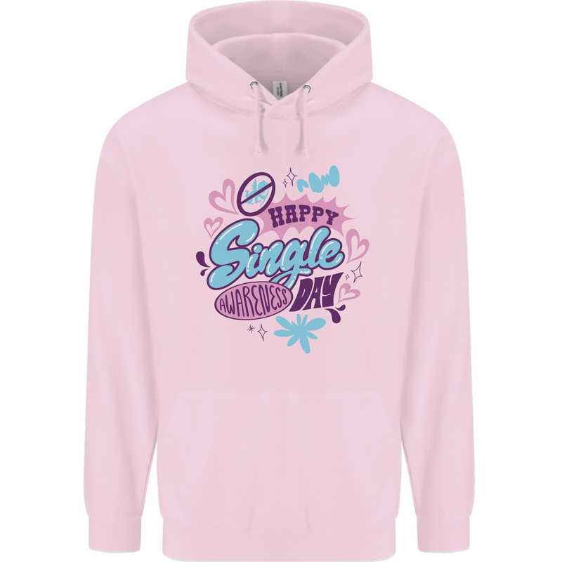 Happy Single Day Anti Valentines Romance Childrens Kids Hoodie Light Pink