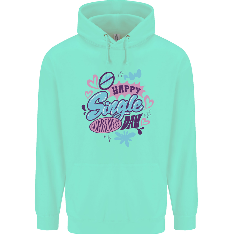 Happy Single Day Anti Valentines Romance Childrens Kids Hoodie Peppermint