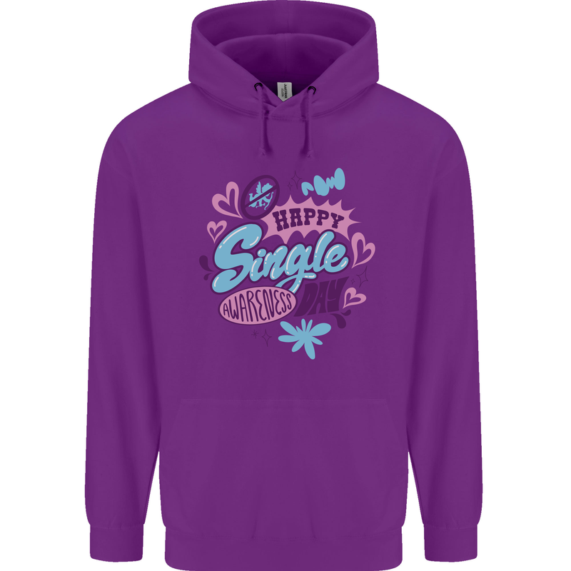 Happy Single Day Anti Valentines Romance Childrens Kids Hoodie Purple