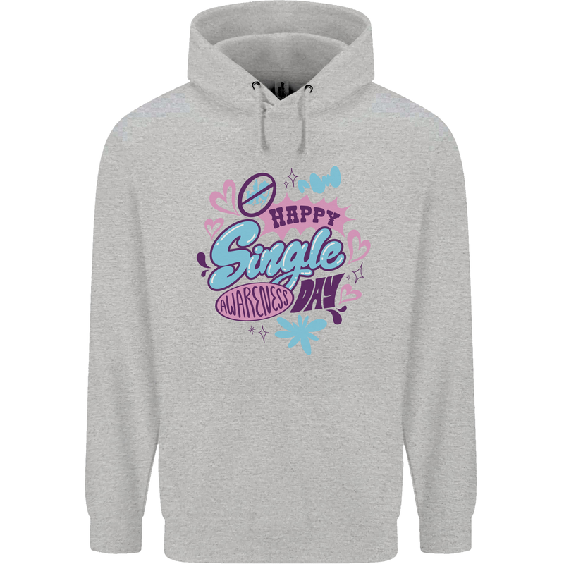 Happy Single Day Anti Valentines Romance Childrens Kids Hoodie Sports Grey
