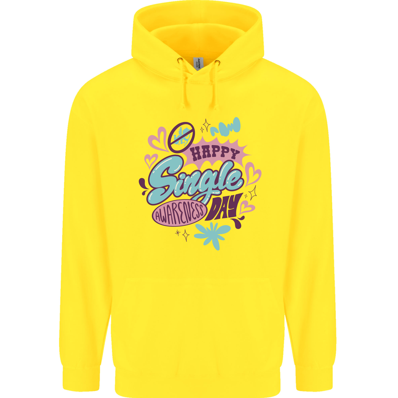 Happy Single Day Anti Valentines Romance Childrens Kids Hoodie Yellow