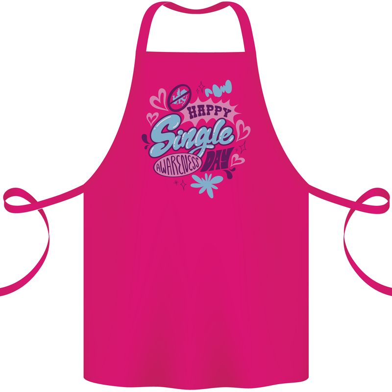 Happy Single Day Anti Valentines Romance Cotton Apron 100% Organic Pink