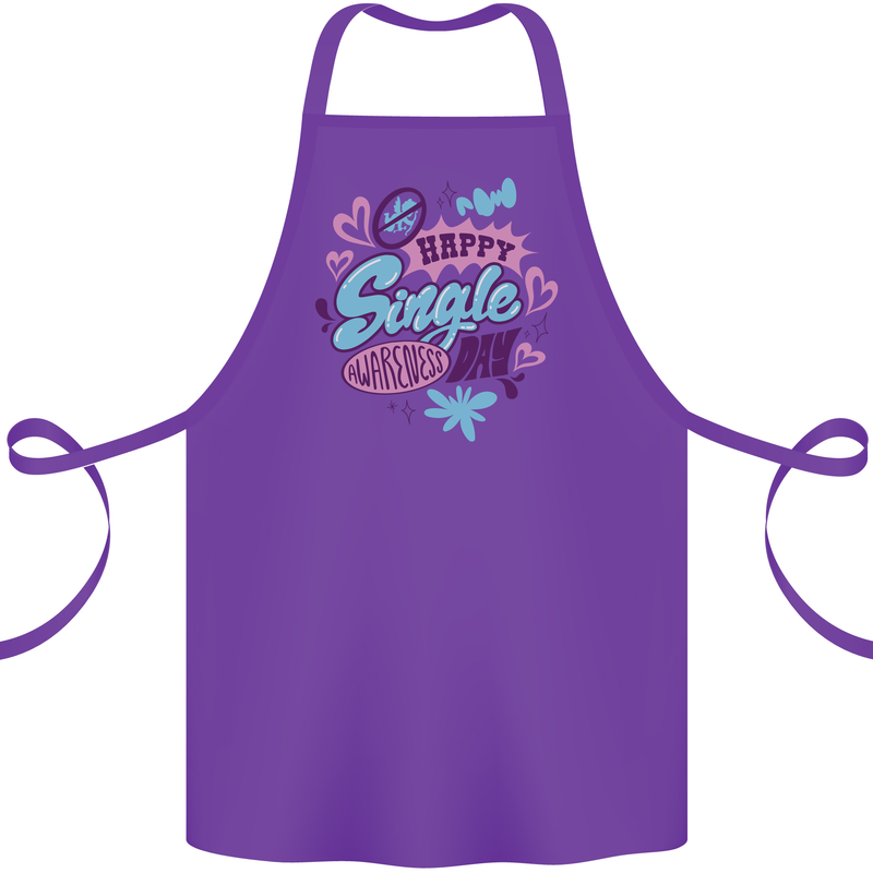 Happy Single Day Anti Valentines Romance Cotton Apron 100% Organic Purple