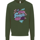 Happy Single Day Anti Valentines Romance Kids Sweatshirt Jumper Forest Green