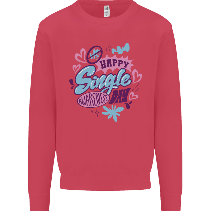 Happy Single Day Anti Valentines Romance Kids Sweatshirt Jumper Heliconia