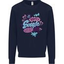 Happy Single Day Anti Valentines Romance Kids Sweatshirt Jumper Navy Blue