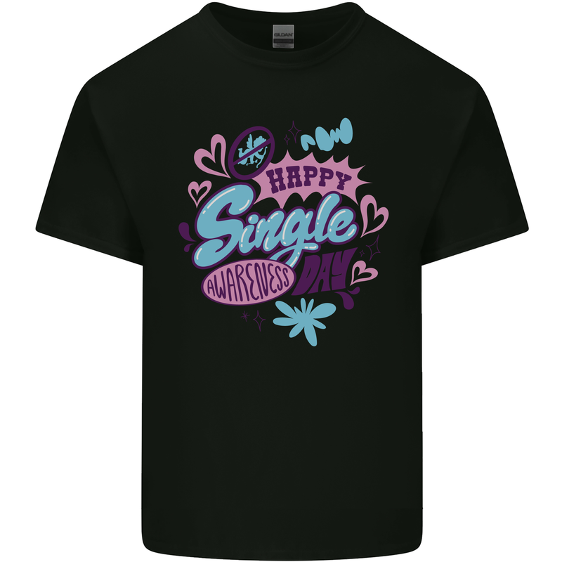 Happy Single Day Anti Valentines Romance Kids T-Shirt Childrens Black
