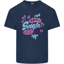 Happy Single Day Anti Valentines Romance Kids T-Shirt Childrens Navy Blue
