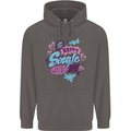Happy Single Day Anti Valentines Romance Mens 80% Cotton Hoodie Charcoal