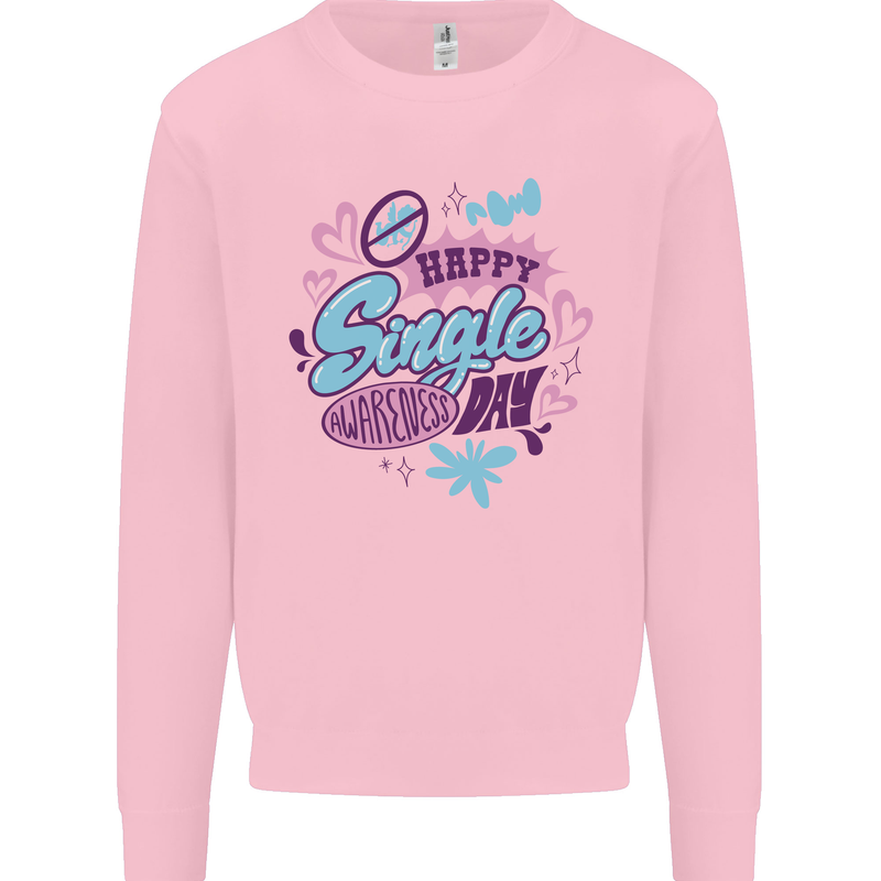 Happy Single Day Anti Valentines Romance Mens Sweatshirt Jumper Light Pink
