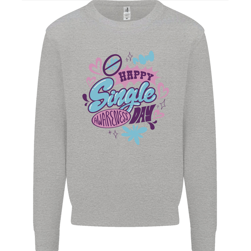Happy Single Day Anti Valentines Romance Mens Sweatshirt Jumper Sports Grey