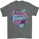 Happy Single Day Anti Valentines Romance Mens T-Shirt 100% Cotton Charcoal
