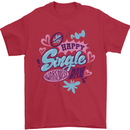 Happy Single Day Anti Valentines Romance Mens T-Shirt 100% Cotton Red