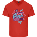 Happy Single Day Anti Valentines Romance Mens V-Neck Cotton T-Shirt Red