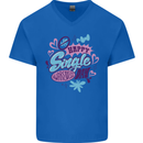 Happy Single Day Anti Valentines Romance Mens V-Neck Cotton T-Shirt Royal Blue