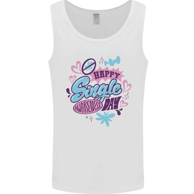 Happy Single Day Anti Valentines Romance Mens Vest Tank Top White