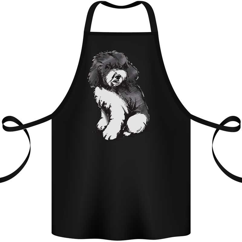 Harlequin Poodle Sketch Cotton Apron 100% Organic Black