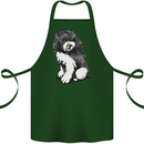 Harlequin Poodle Sketch Cotton Apron 100% Organic Forest Green